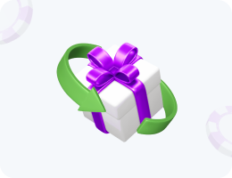 Deposit bonus An image of a gift and green arrows around it indicating