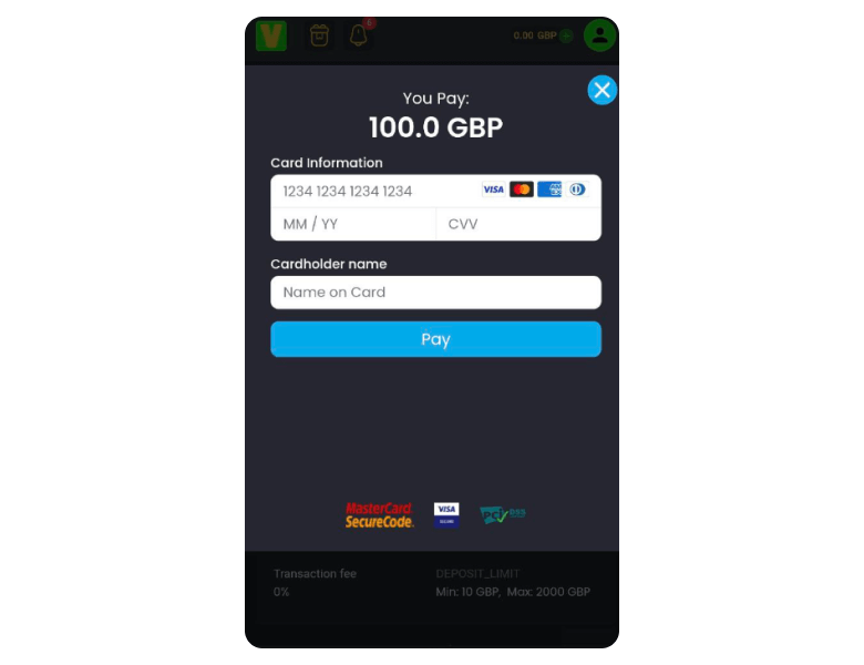 Casino Deposit Confirmation Form