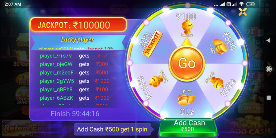 Teen Patti Gold Free Bonus Through Spin Wheel Feature